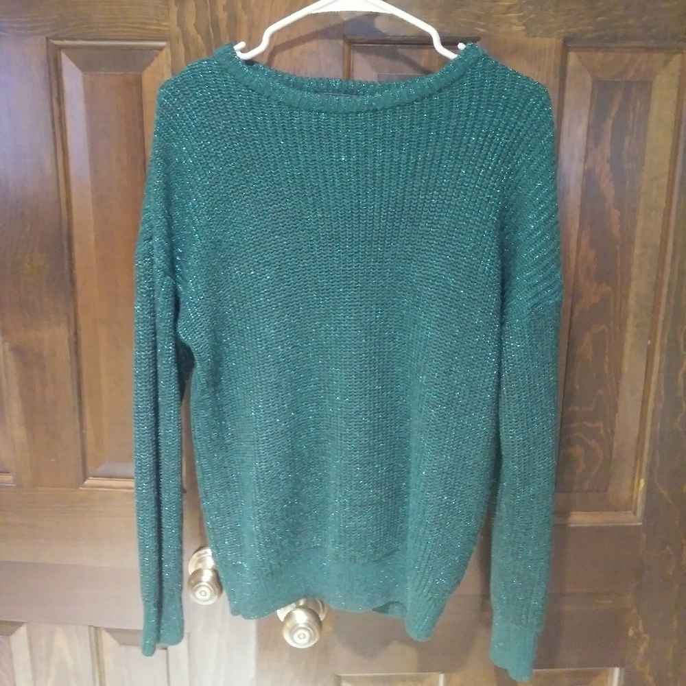 Green tinsel knit sweater American Apparel